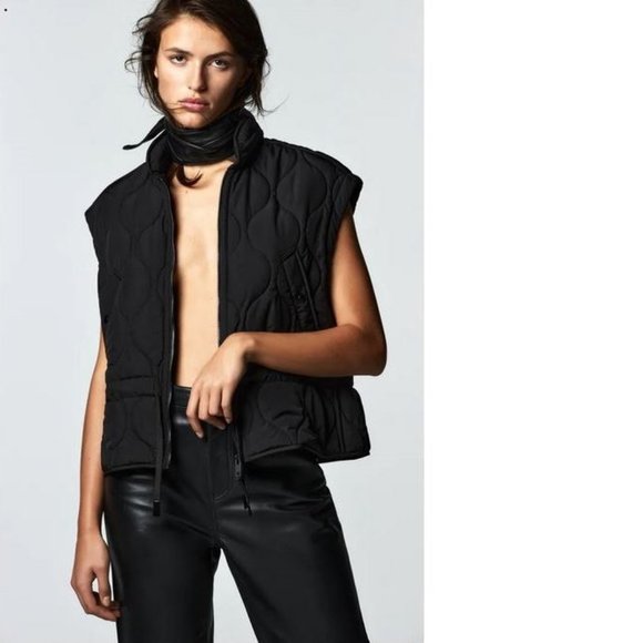 Zara black quilted puffer vest, NWOT, XS - Picture 1 of 14